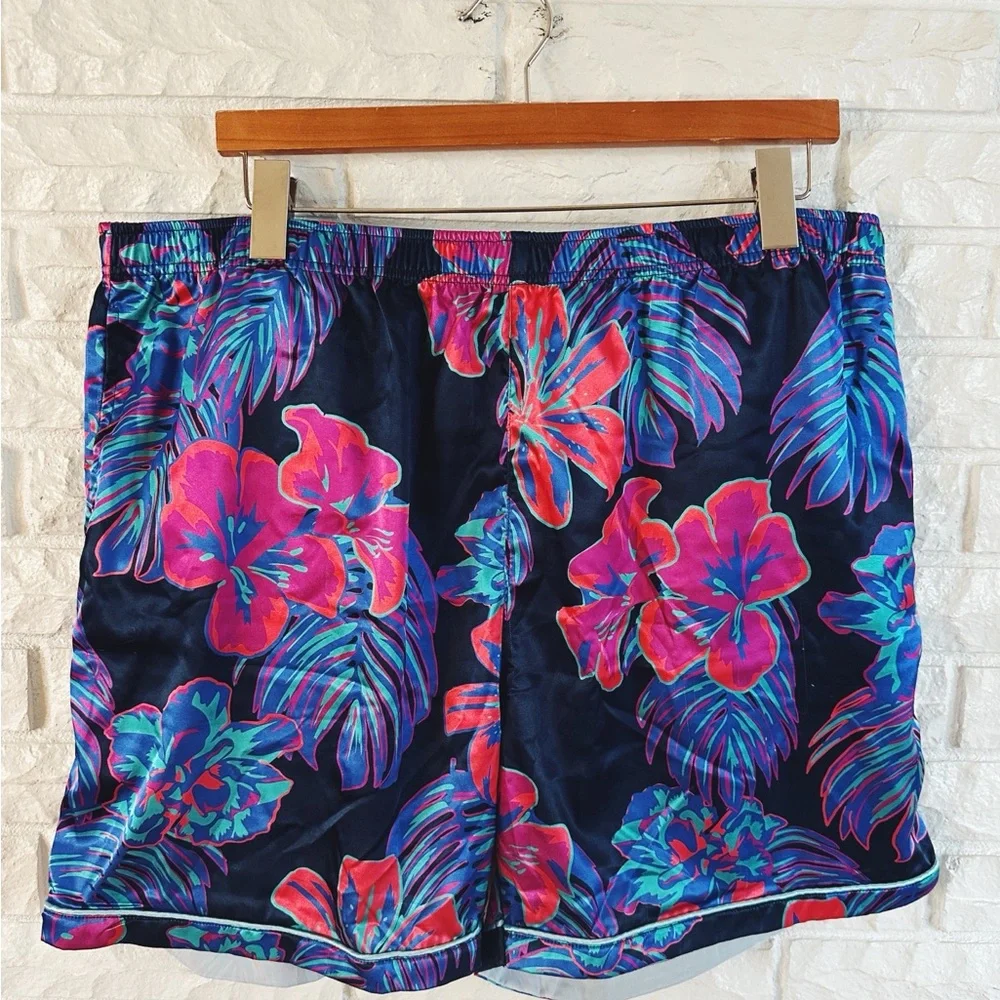 Men's Chubbies Tropical Floral Shirt and Short Pajama Set - Blue and Pink - Picture 6 of 9